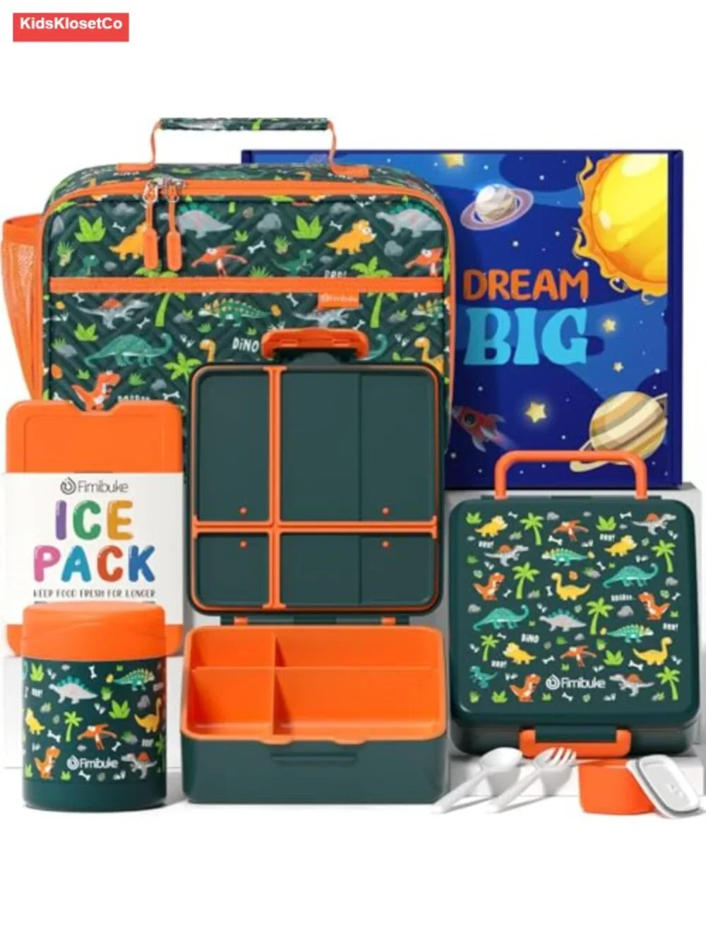 Kids Insulated Lunch Bag Bento Box Set 7PCS Thermo Food Jar Utensils
